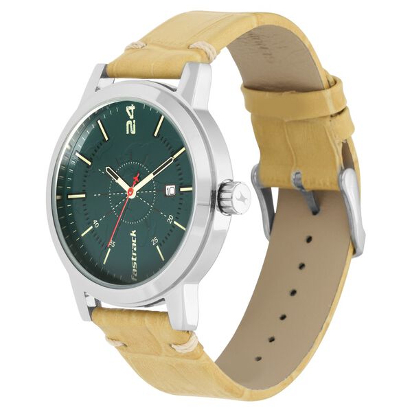 Fastrack Tripster Quartz Analog Green Dial Leather Strap Watch for Guys - image number 2