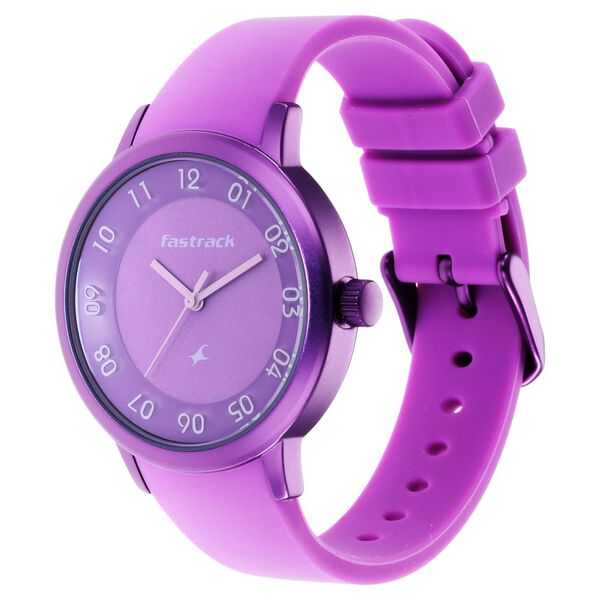 Pop Colours Purple Dial Silicone Strap Watch for Girls - image number 3