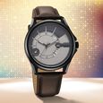Fastrack Groove Quartz Analog with Date Grey Dial Black Leather Strap Watch For Guys