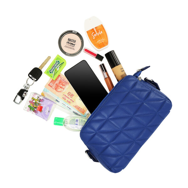Blue Quilted Sling Bag - image number 6