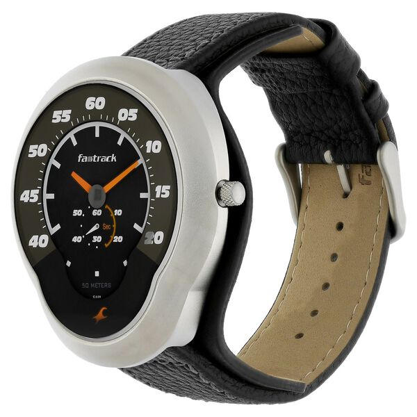 Fastrack Quartz Analog Black Dial Leather Strap Watch for Guys - image number 2