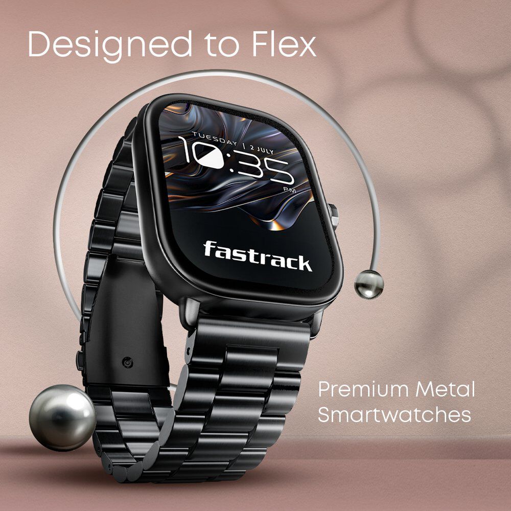 Buy Online Fastrack Radiant FX2 Luxury Metal Smartwatch with largest 5.1 AMOLED Display with Functional Crown 38140nm01 Fastrack