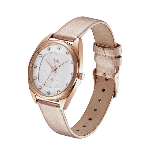 Fastrack Vyb Spotlight Quartz Analog Silver Dial Leather Strap Watch for Girls - image number 3