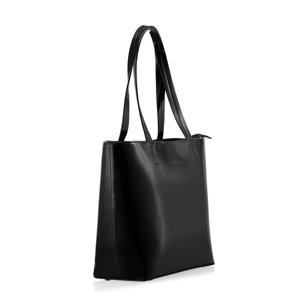 Fastrack Tote in Patent Faux-Leather in Black - image number 3