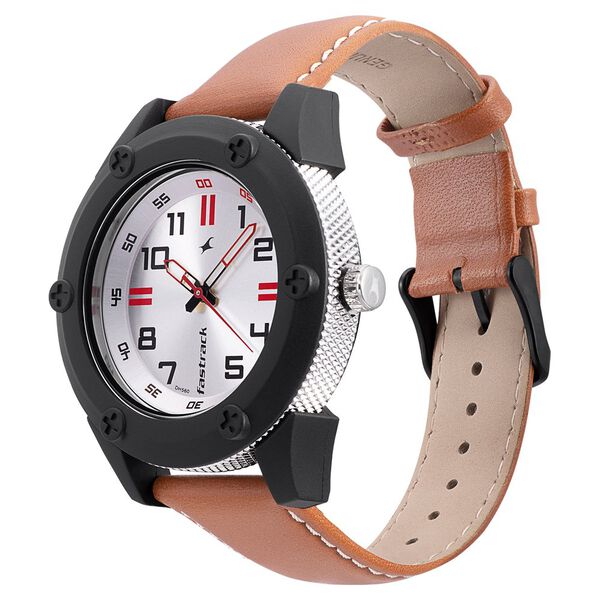 Fastrack Modular Quartz Analog Silver Dial Leather Strap Watch for Guys - image number 2