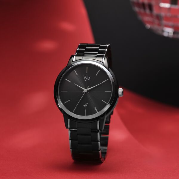 Fastrack Vyb Phantom Quartz Analog Black Dial Two Toned Metal Strap Watch For Guys - image number 0