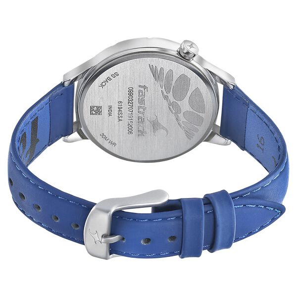 Fastrack Space Rover Quartz Analog with Date Silver Dial Leather Strap Watch for Girls - image number 4