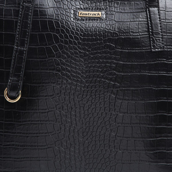 Fastrack Chic Textured Tote Bag for Women | Stylish Bag for Ladies, Women, Girls | Casual Spacious Tote Bag Made of High-Quality Faux Leather (Black) - image number 8