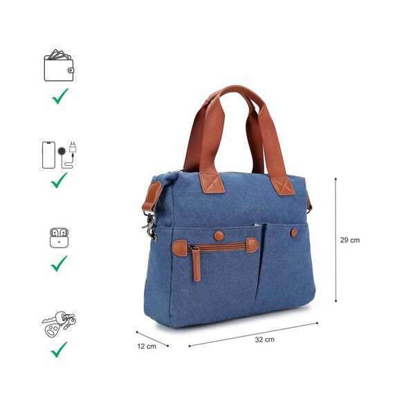 Denim Edge Satchel - image number 8