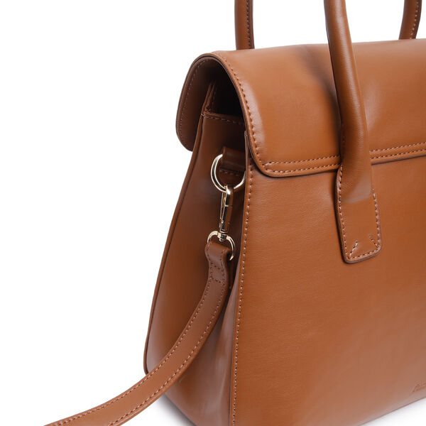 Fastrack Large Satchel Bag for Women | Structured, Stylish Bag With Spacious Compartments | Classic Work Bag Made of High Quality Faux Leather (Tan) - image number 3