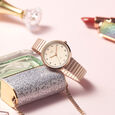 Fastrack Vyb Mirage Quartz Analog Rose Gold Dial Stainless Steel Strap Watch for Girls - image number 2