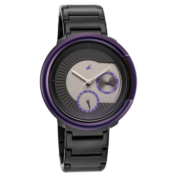 Fastrack Multifunction Textured Black Dial Men's Watch with Integrated Black Metal Bracelet - image number 1