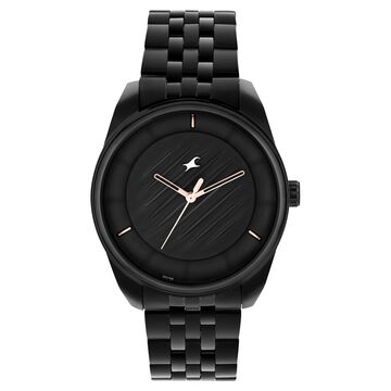 Fastrack Crush Quartz Analog Black Dial Stainless Steel Strap Watch for Guys