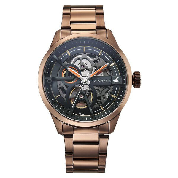 Fastrack Automatics Black Dial Brown Metal Strap Automatic Watch ForGuys - image number 0