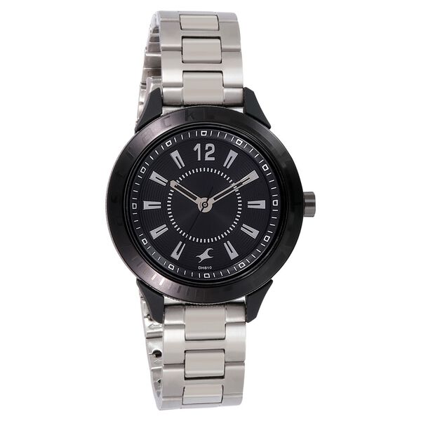 Varsity Black Dial Stainless Steel Strap Watch for Girls - image number 0