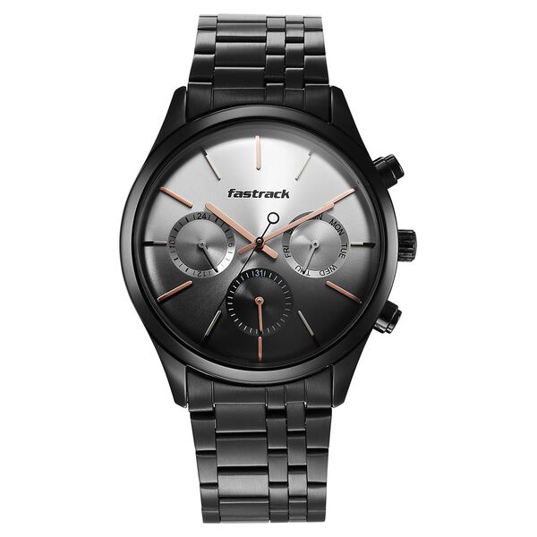 Fastrack Opulence Quartz Multifunction Multicoloured Dial Stainless Steel Strap Watch for Guys - image number 2