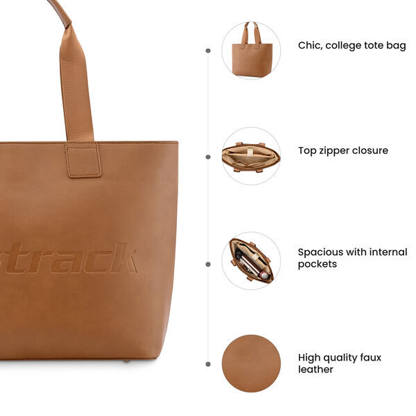 Tan College Tote Bag - image number 8
