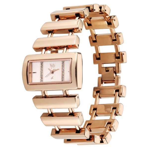 Vyb Siren By Fastrack Quartz Analog Rose Gold Dial Rose Gold Metal Strap Watch For Girls - image number 2