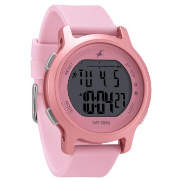 Fastrack Street Line Digital Dial Pink Silicone Strap Watch for Girls
