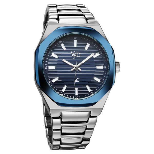 Fastrack Vyb Limitless Quartz Analog Blue Dial Silver Color Metal Strap Watch For Guys - image number 2