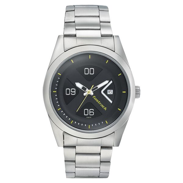 Fastrack Go Skate Quartz Analog with Date Black Dial Stainless Steel Strap Watch for Guys - image number 1