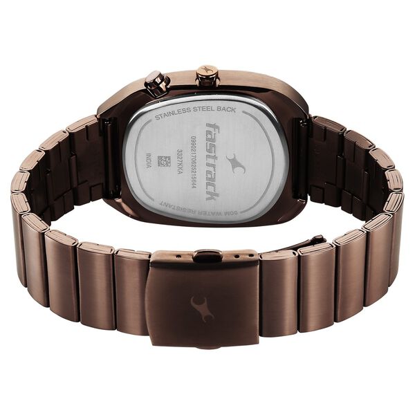 Fastrack UFO Quartz Multifunction Black Dial Brown Stainless Steel Strap Watch For Guys - image number 5