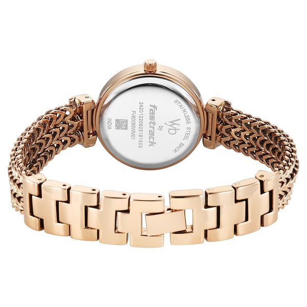 Vyb Seeker By Fastrack Quartz Analog Silver Dial Rose Gold Metal Strap Watch For Girls - image number 6