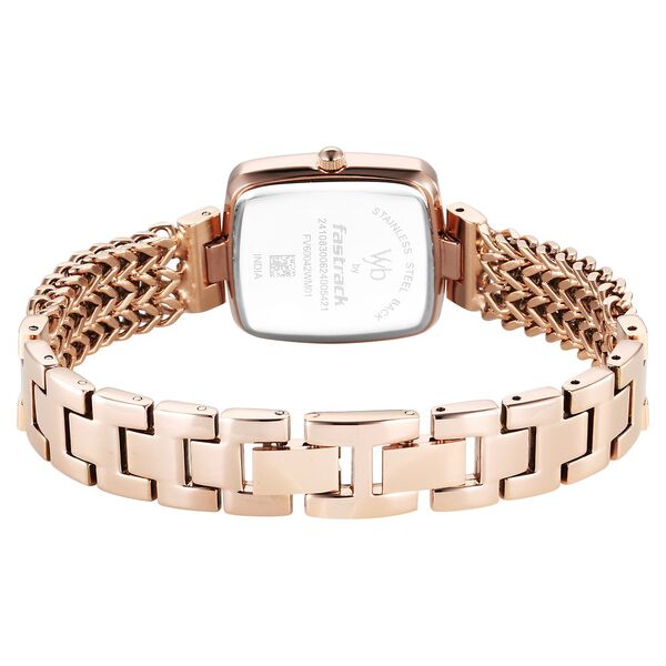 Fastrack Vyb Showstopper Quartz Analog Black Dial Rose Gold Metal Strap Watch For Girls - image number 5