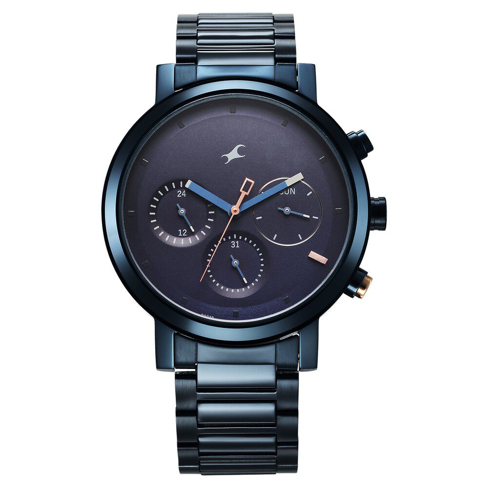 Buy Online Fastrack Tick Tock Quartz Analog Blue Dial With Blue Stainless steel Strap Watch for Guys 3287km08 Fastrack