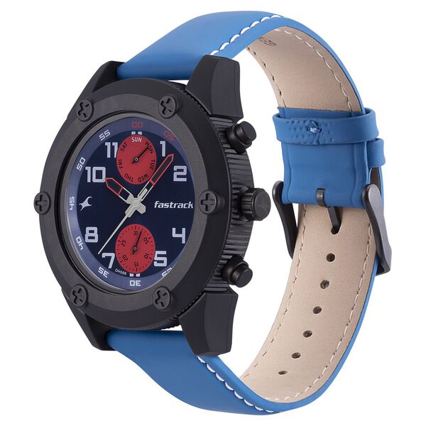 Fastrack Modular Quartz Analog Blue Dial Leather Strap Watch for Guys - image number 2