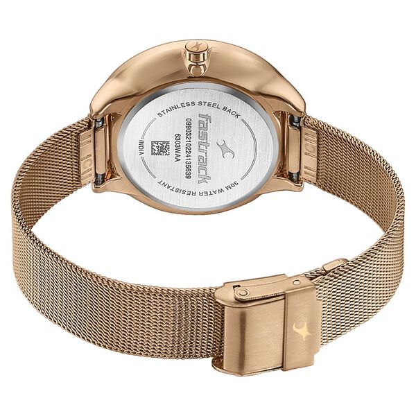 Fastrack Stunners Quartz Multifunction Rose Gold Dial Stainless Steel Strap Watch for Girls - image number 4