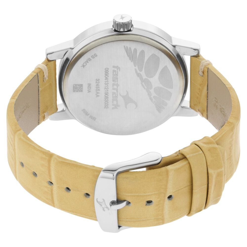 Buy Online Fastrack Tripster Quartz Analog Green Dial Leather Strap Watch for Guys np3245sl01 Fastrack