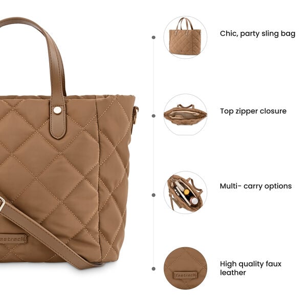 Fastrack Quilted Nylon Tote in Tan - image number 9