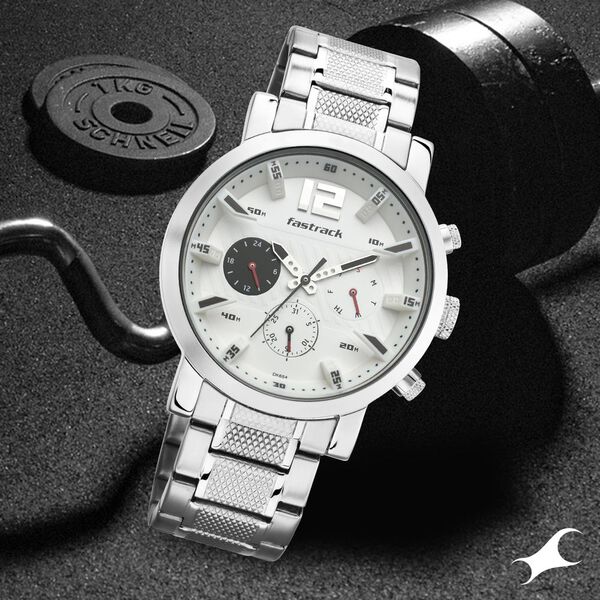 Fastrack Fastfit Quartz Multifunction White Dial Stainless Steel Strap Watch for Guys - image number 0