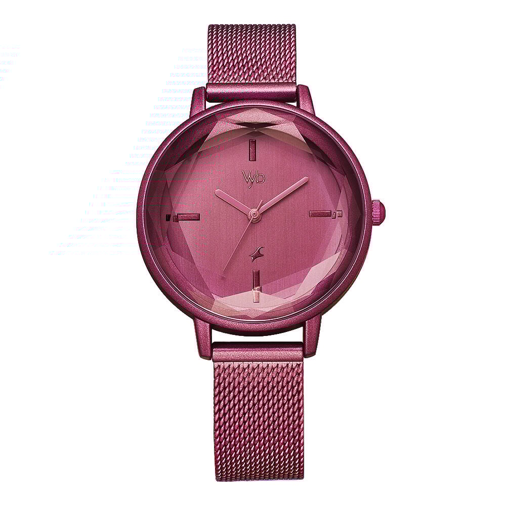 Buy Online Fastrack Vyb Aurora Quartz Analog Pink Dial Stainless Steel Strap Watch for Girls fv60010qm02w Fastrack