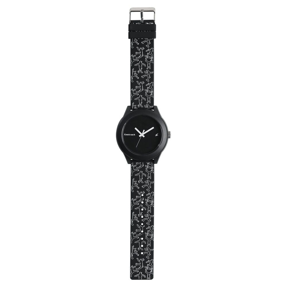 Fastrack Quartz Analog Black Dial Silicone Strap Watch for Unisex