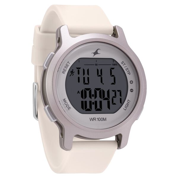 Fastrack Street Line Digital Dial Beige Silicone Strap Watch for Girls - image number 0