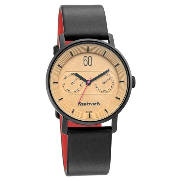 Fastrack Quartz Analog with Day and Date Beige Dial Leather Strap Watch for Girls - image number 1
