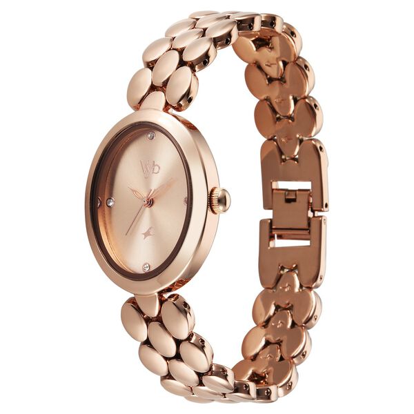 Vyb Enigma By Fastrack Quartz Analog Rose Gold Dial Rose Gold Metal Strap Watch For Girls - image number 2