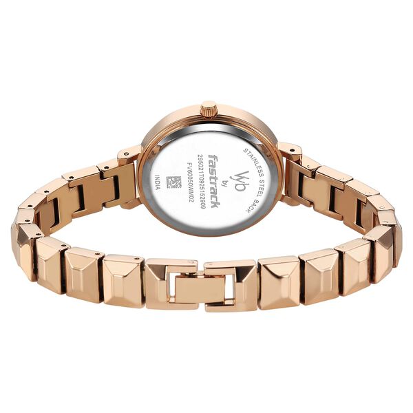 Vyb Enigma By Fastrack Quartz Analog Pink Dial Rose Gold Metal Strap Watch For Girls - image number 6