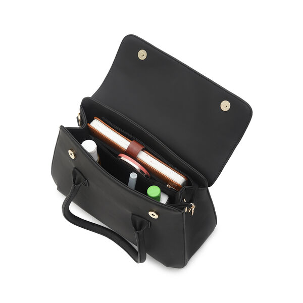 Fastrack Large Satchel Bag for Women | Structured, Stylish Bag With Spacious Compartments | Classic Work Bag Made of High Quality Faux Leather (Black) - image number 5