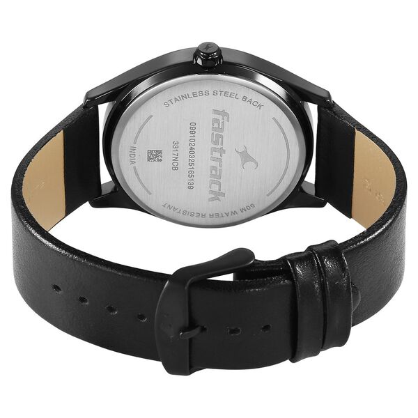 Fastrack Groove Quartz Analog Green Dial Black Leather Strap Watch For Guys - image number 5