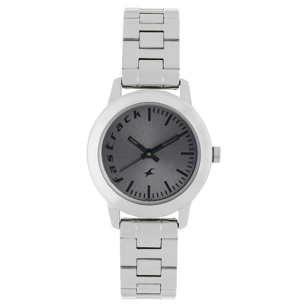 Fastrack Fundamentals Quartz Analog Grey Dial Stainless Steel Strap Watch for Girls - image number 0