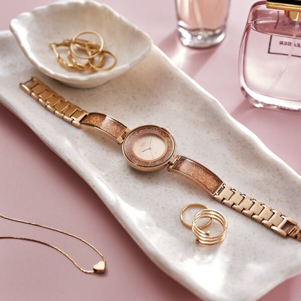 Fastrack Vyb Starlet Quartz Analog Pink Dial Rose Gold Color Metal Strap Watch For Girls - image number 0