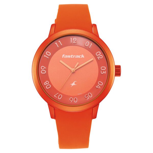 Pop Colours Orange Dial Silicone Strap Watch for Girls - image number 2