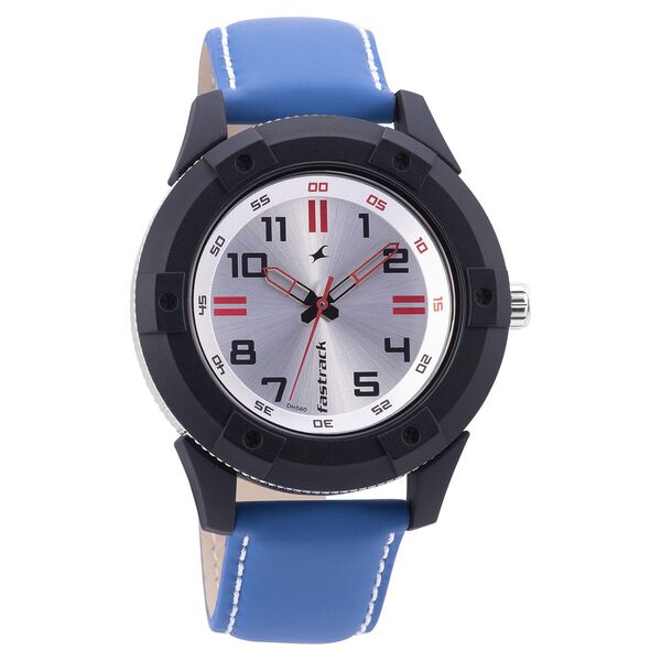 Fastrack Modular Quartz Analog Silver Dial Leather Strap Watch for Guys - image number 0