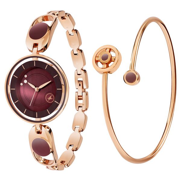 Fastrack Pulse Quartz Analog Brown Dial Metal Strap Watch For Girls - image number 2