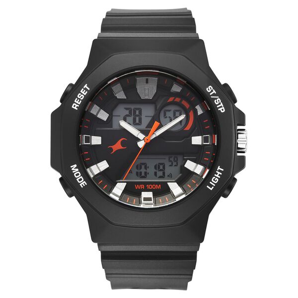 Fastrack Streetstyle Quartz Digital Black Dial Black PU Strap Watch For Guys - image number 0