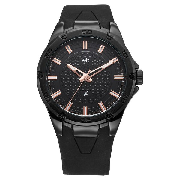 Vyb Challenger By Fastrack Quartz Analog Black Dial Silicone Strap Watch For Guys - image number 2