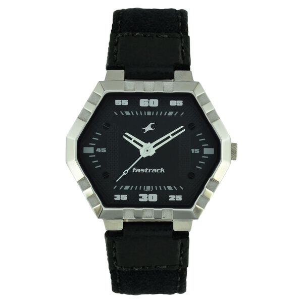 Fastrack Quartz Analog Black Dial Leather Strap Watch for Guys - image number 0